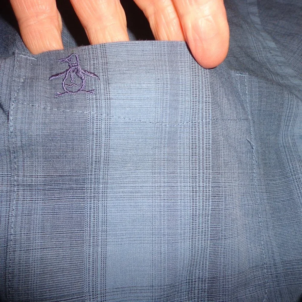 NWOT An Original Penguin by Munsingwear Button Down Blue Plaid Shirt XL/TG/EG - Picture 6 of 14